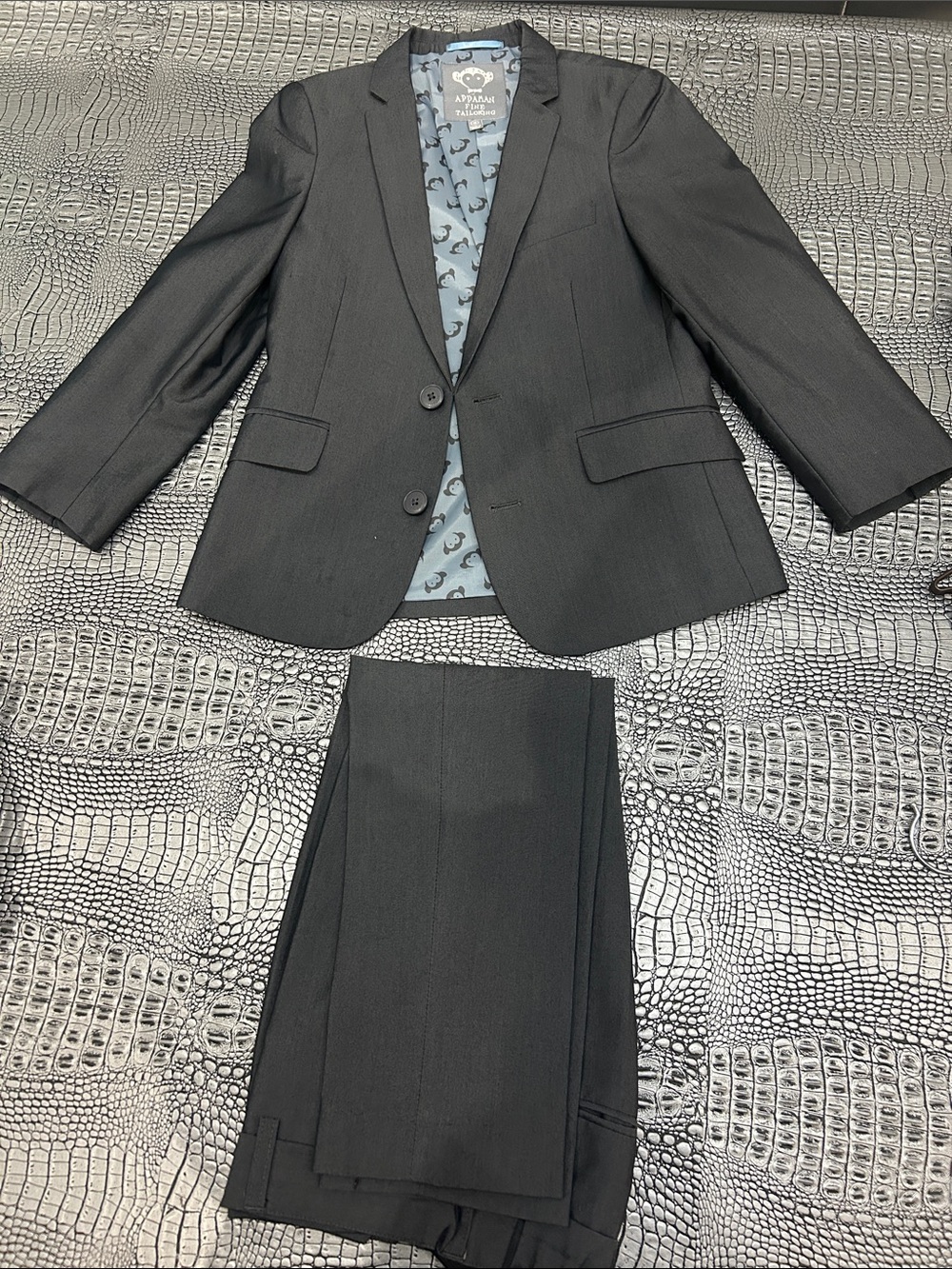 Appaman Black Boys Two-Piece Suit with Light Blue Lining